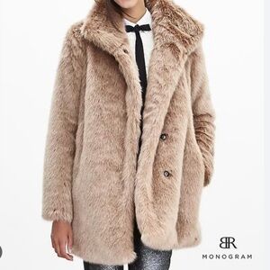 Banana Republic Monogram FAUX-FUR COAT Casablanca Beige - Size L